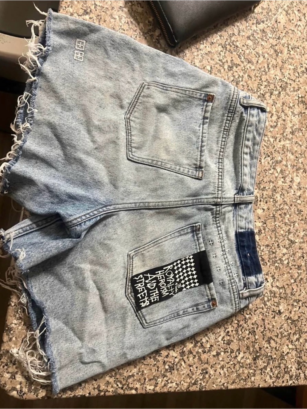 Ksubi Light Blue Denim Cutoff Shorts with Branded Waist Label - Picture 4 of 4